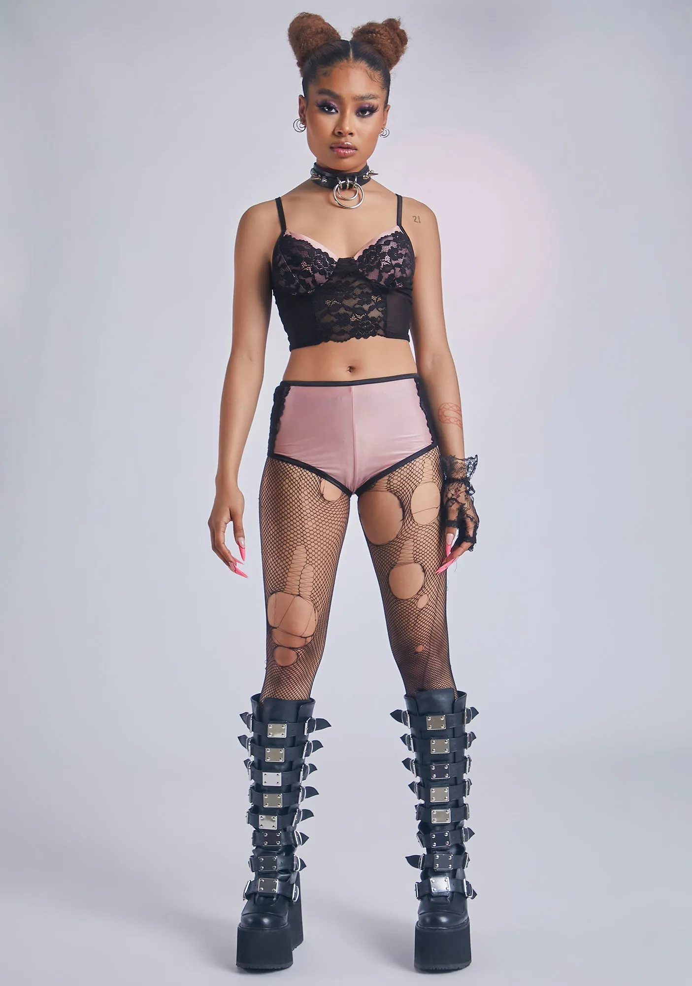 Sneaky Pleasures Lace Satin Corset Set sold by Dolls Kill product image thumbnail 3