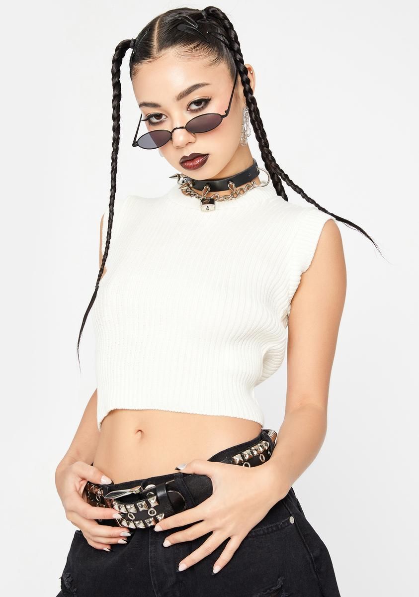 Cream True Rib Knit Sweater Vest sold by Dolls Kill product image thumbnail 2