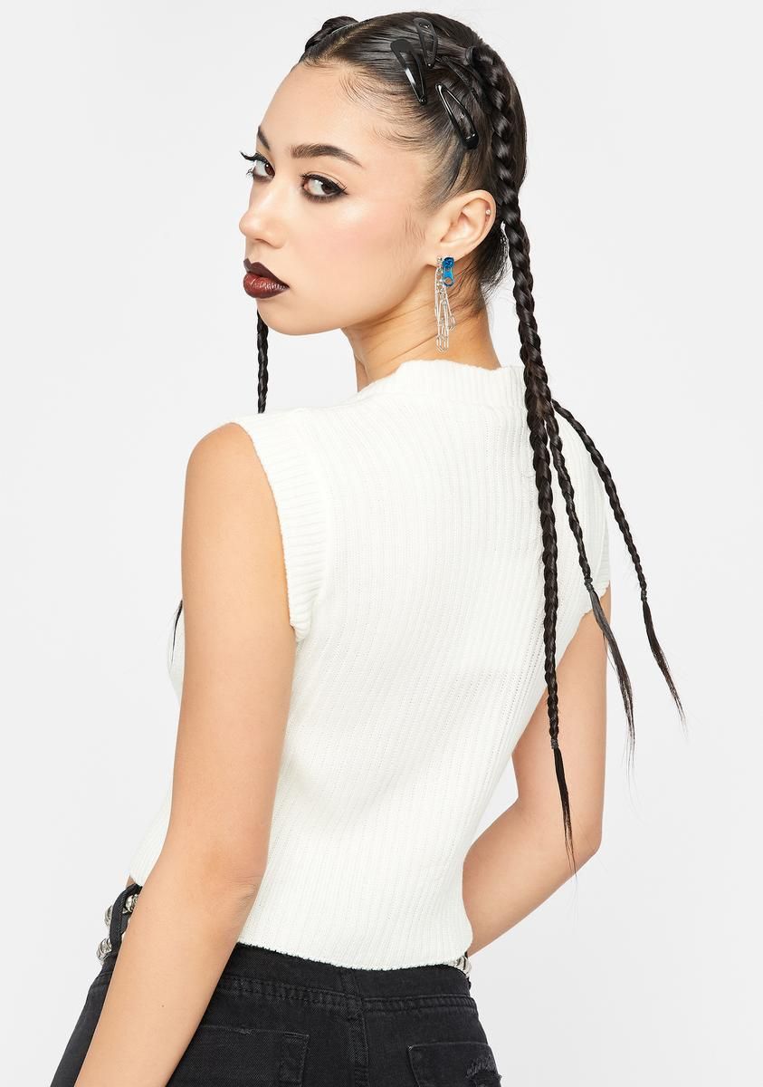 Cream True Rib Knit Sweater Vest sold by Dolls Kill product image thumbnail 4