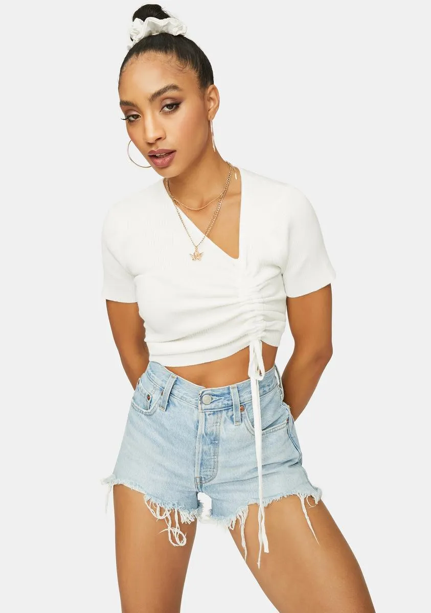 Tainted Dancer Asymmetrical Neckline Ribbed Top sold by Dolls Kill