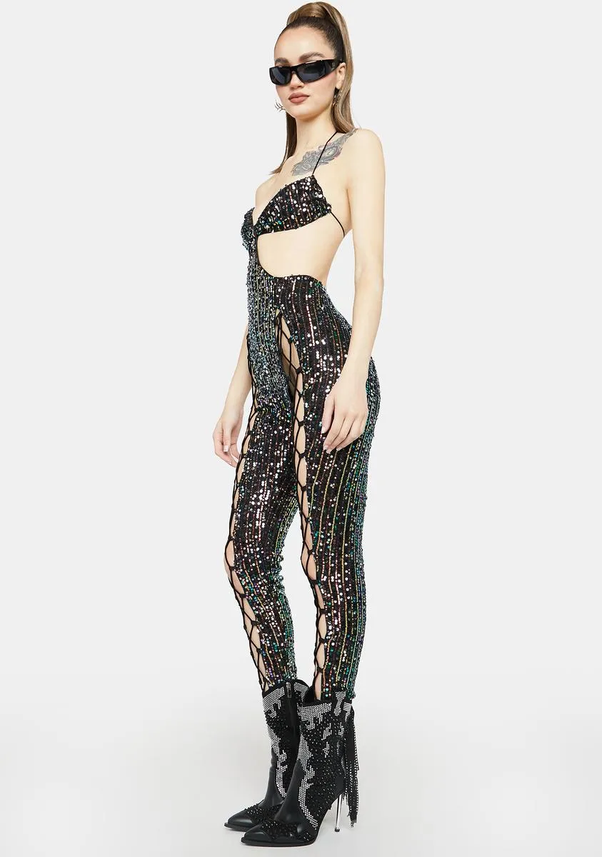 Midnight Shoot Your Shot Sequin Jumpsuit sold by Dolls Kill product image thumbnail 4