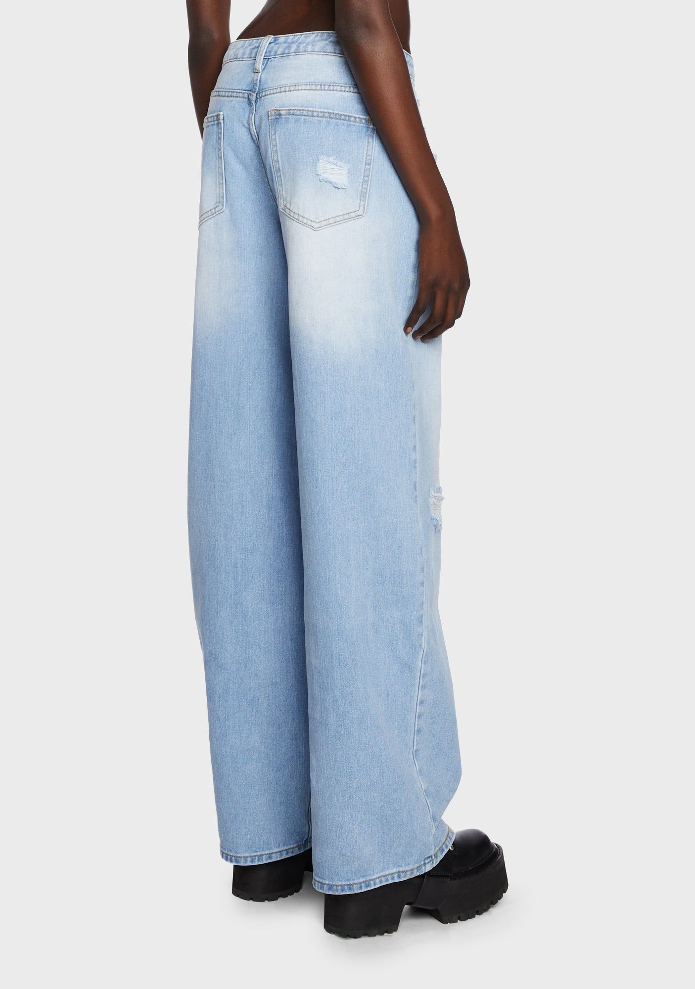 Blue Baggy Ripped Jeans sold by Dolls Kill product image thumbnail 4