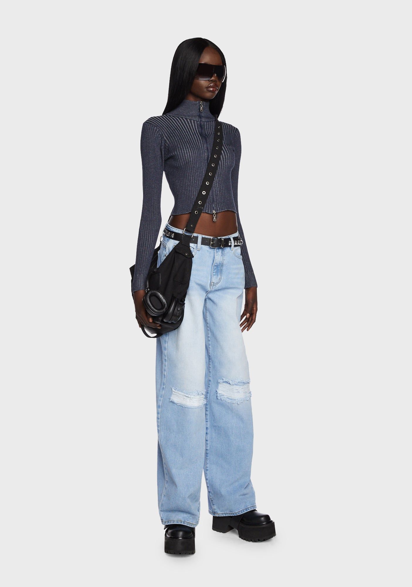 Blue Baggy Ripped Jeans sold by Dolls Kill product image thumbnail 2