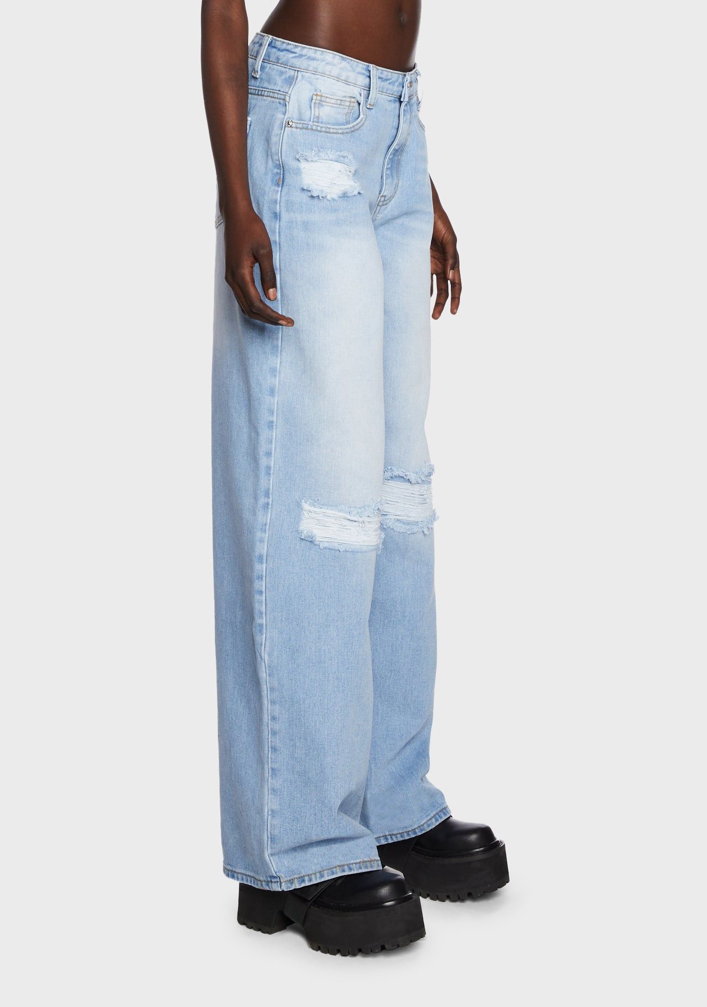 Blue Baggy Ripped Jeans sold by Dolls Kill product image thumbnail 3
