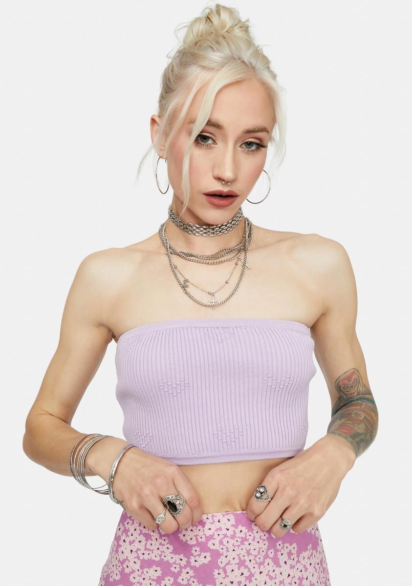 Heart On Hold Ribbed Tube Top sold by Dolls Kill