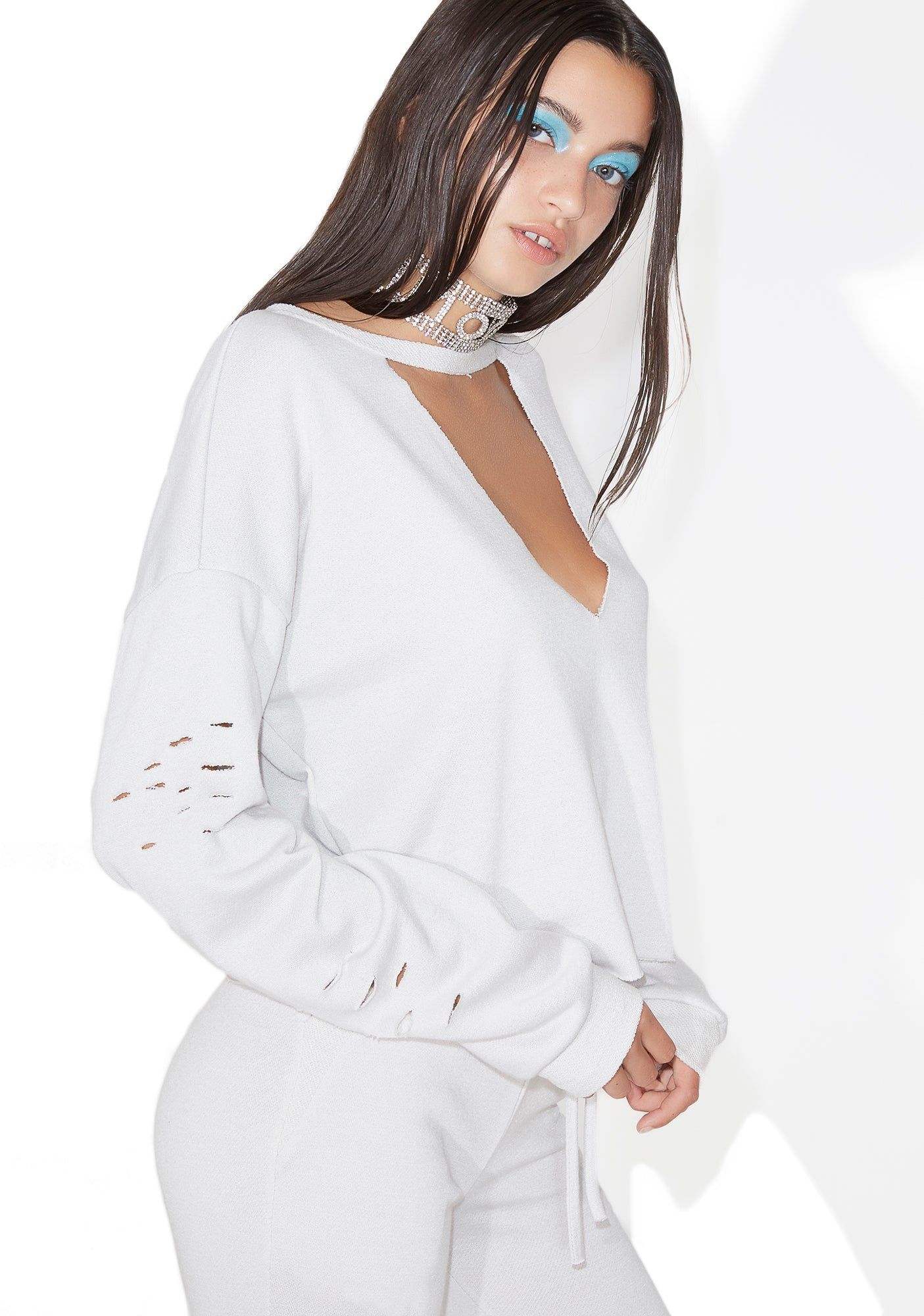 Lose Control Distressed Cutout Top sold by Dolls Kill