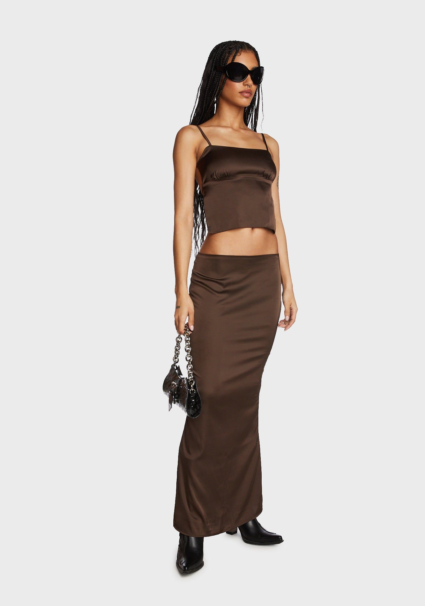 Satin Low Rise Back Slit Maxi Skirt sold by Dolls Kill product image thumbnail 2