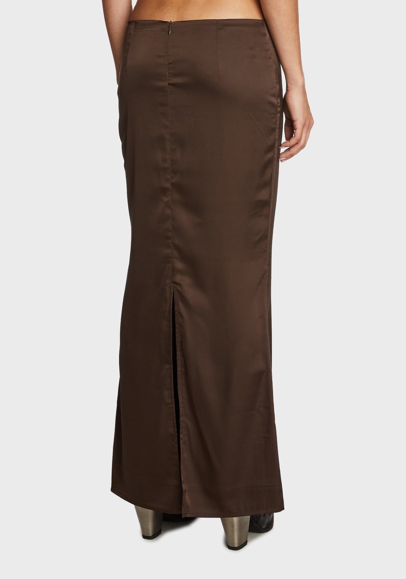 Satin Low Rise Back Slit Maxi Skirt sold by Dolls Kill product image thumbnail 4