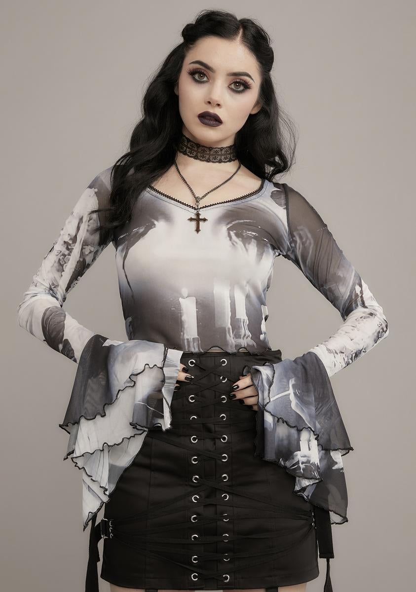 Tragic Accident Printed Blouse sold by Dolls Kill