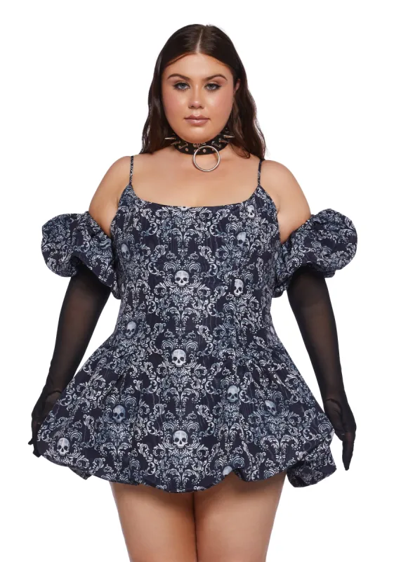 Plus Vexed Hearts Mini Dress - Skull sold by Dolls Kill