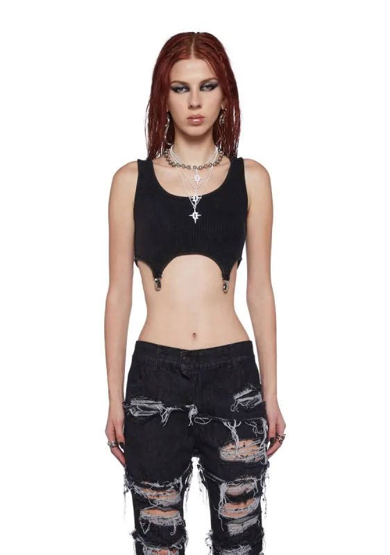 Fader Garter Strap Ribbed Tank sold by Dolls Kill