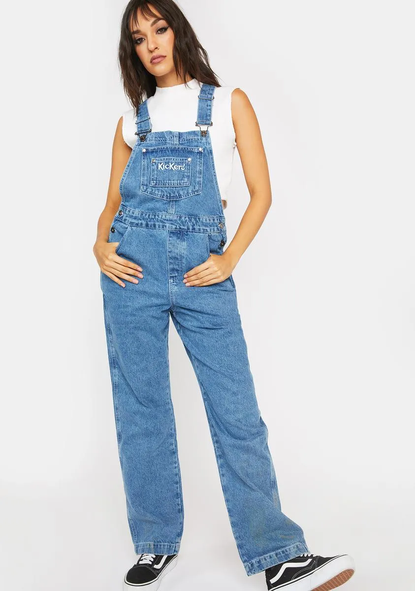Mid Blue Denim Dungarees sold by Dolls Kill