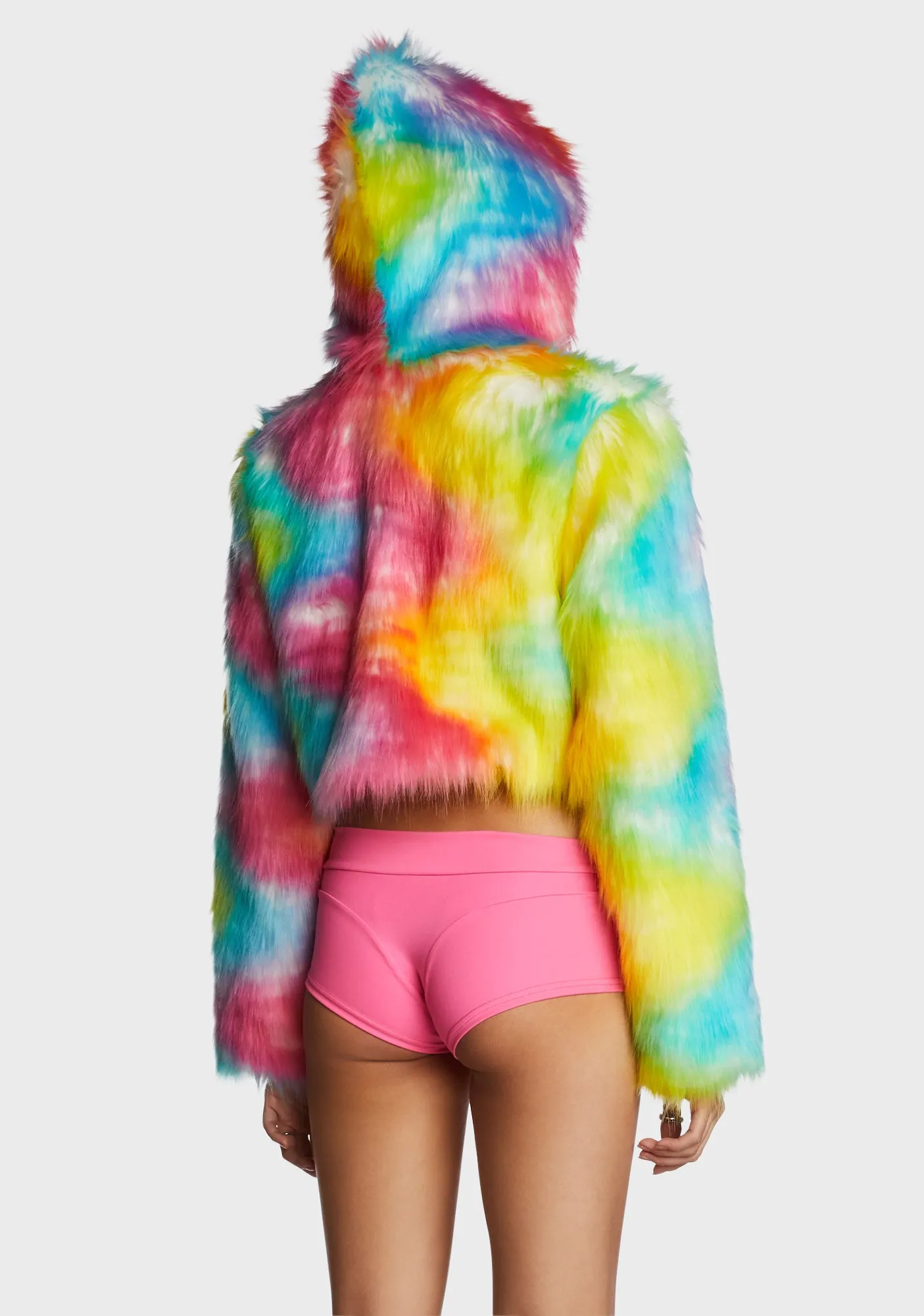 Light Up Crop Fur Jacket sold by Dolls Kill product image thumbnail 4