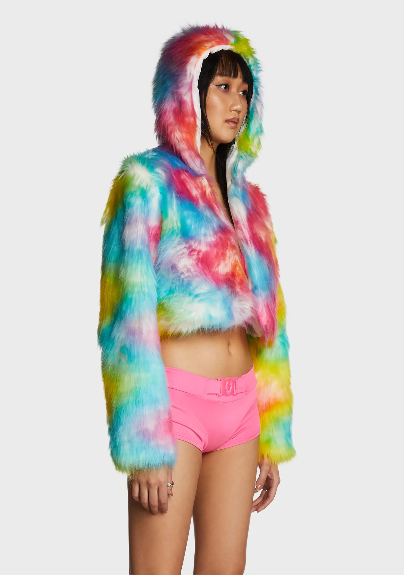 Light Up Crop Fur Jacket sold by Dolls Kill product image thumbnail 3