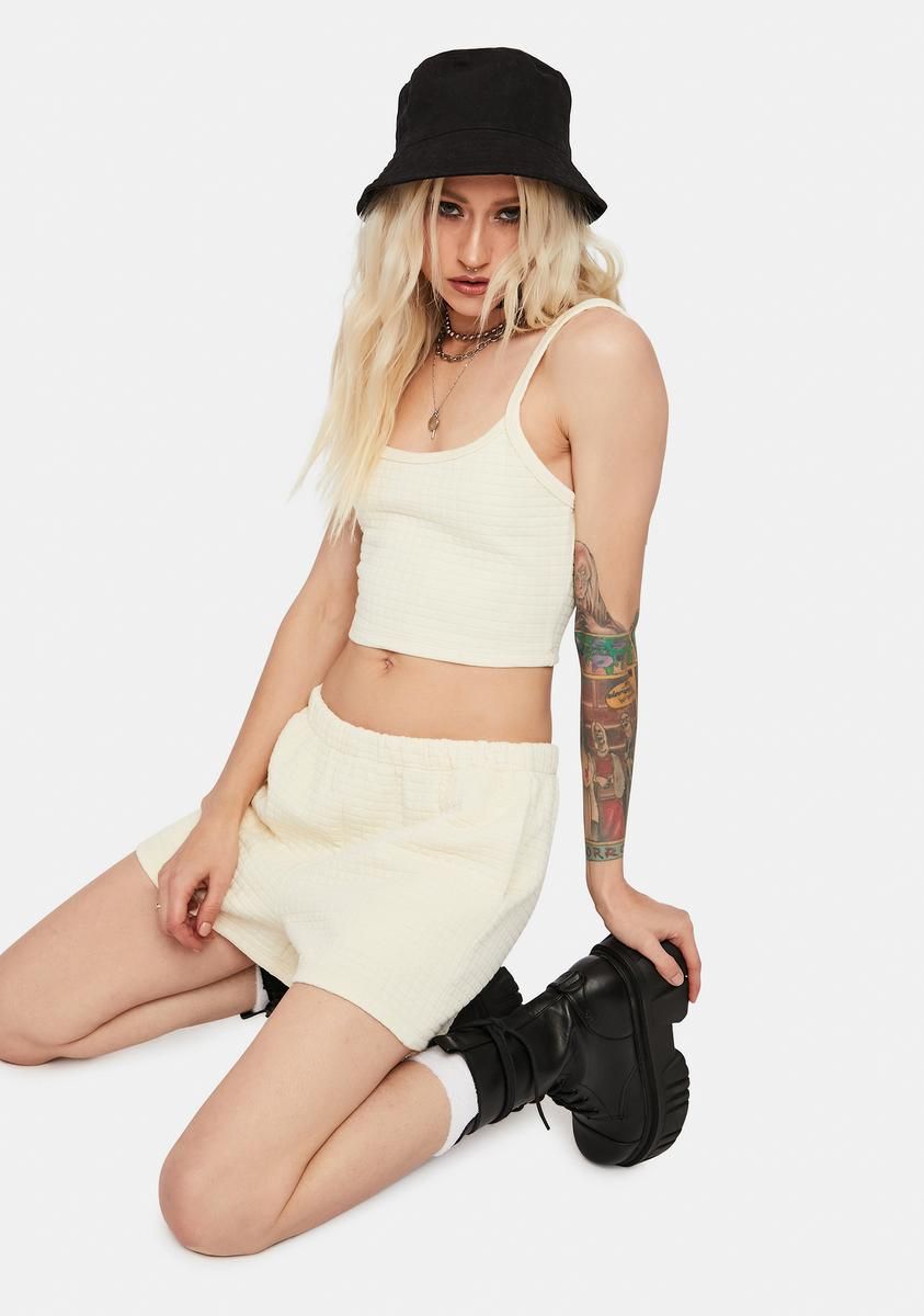 Hold My Hand Quilted Crop Tank & Shorts Set sold by Dolls Kill product image thumbnail 2