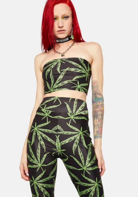 Weed Leaf Boob Tube Set sold by Dolls Kill