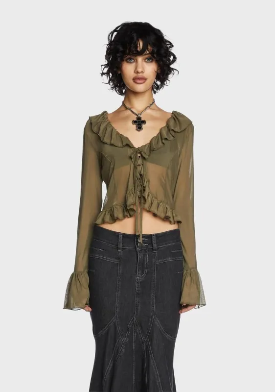 Familiar Patterns Mesh Blouse sold by Dolls Kill