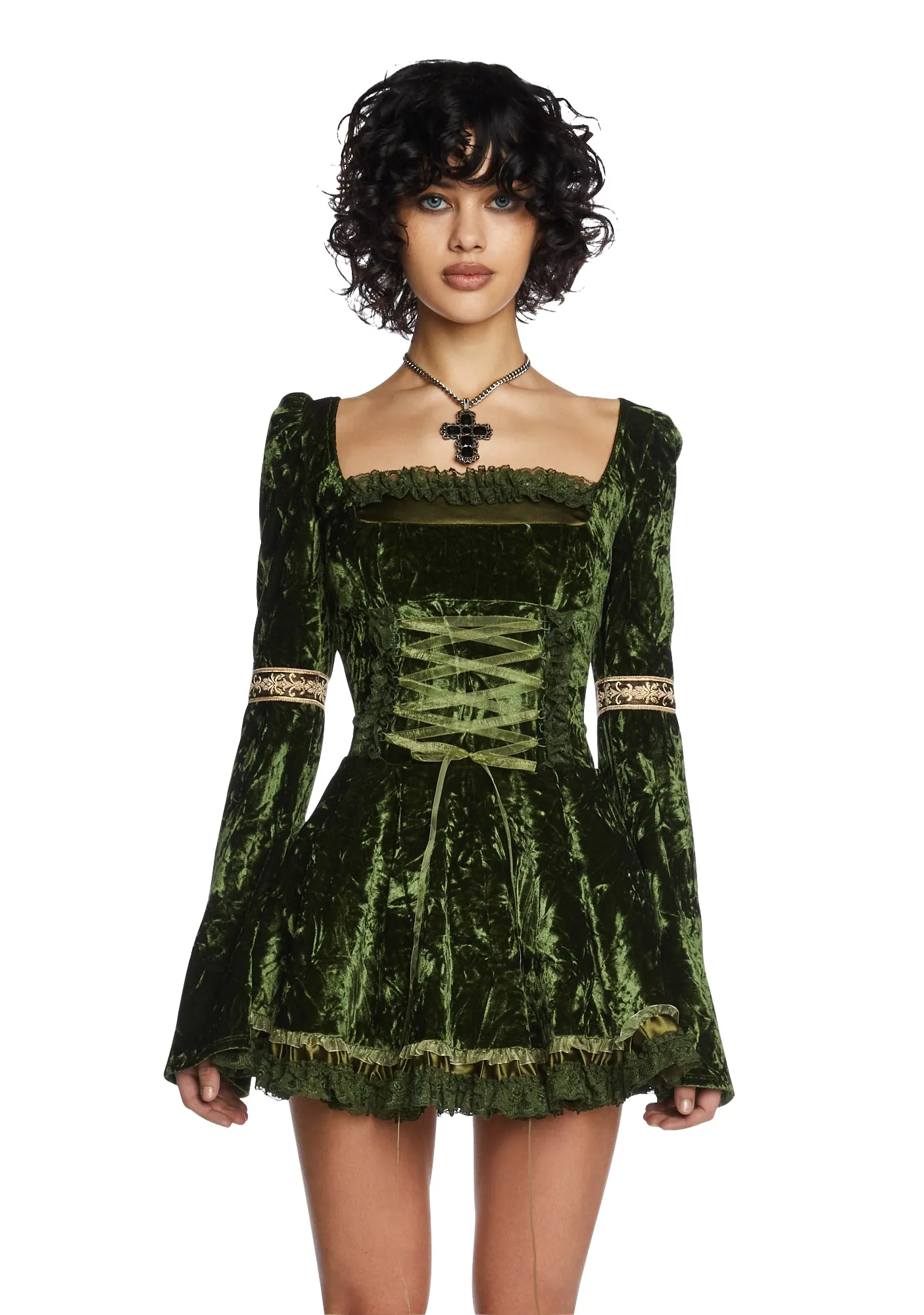 Myths N' Legends Mini Dress - Green sold by Dolls Kill