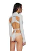 Crossfade Strappy Spandex And Mesh Bodysuit - Gray sold by Dolls Kill