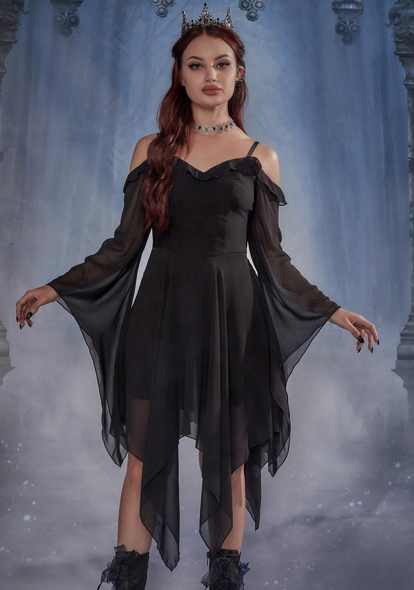 Sinister Sorceress Off The Shoulder Dress sold by Dolls Kill