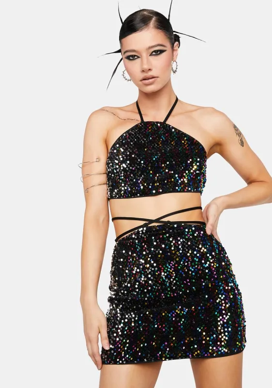 Rainbow Perfect Illusion Skirt Set sold by Dolls Kill