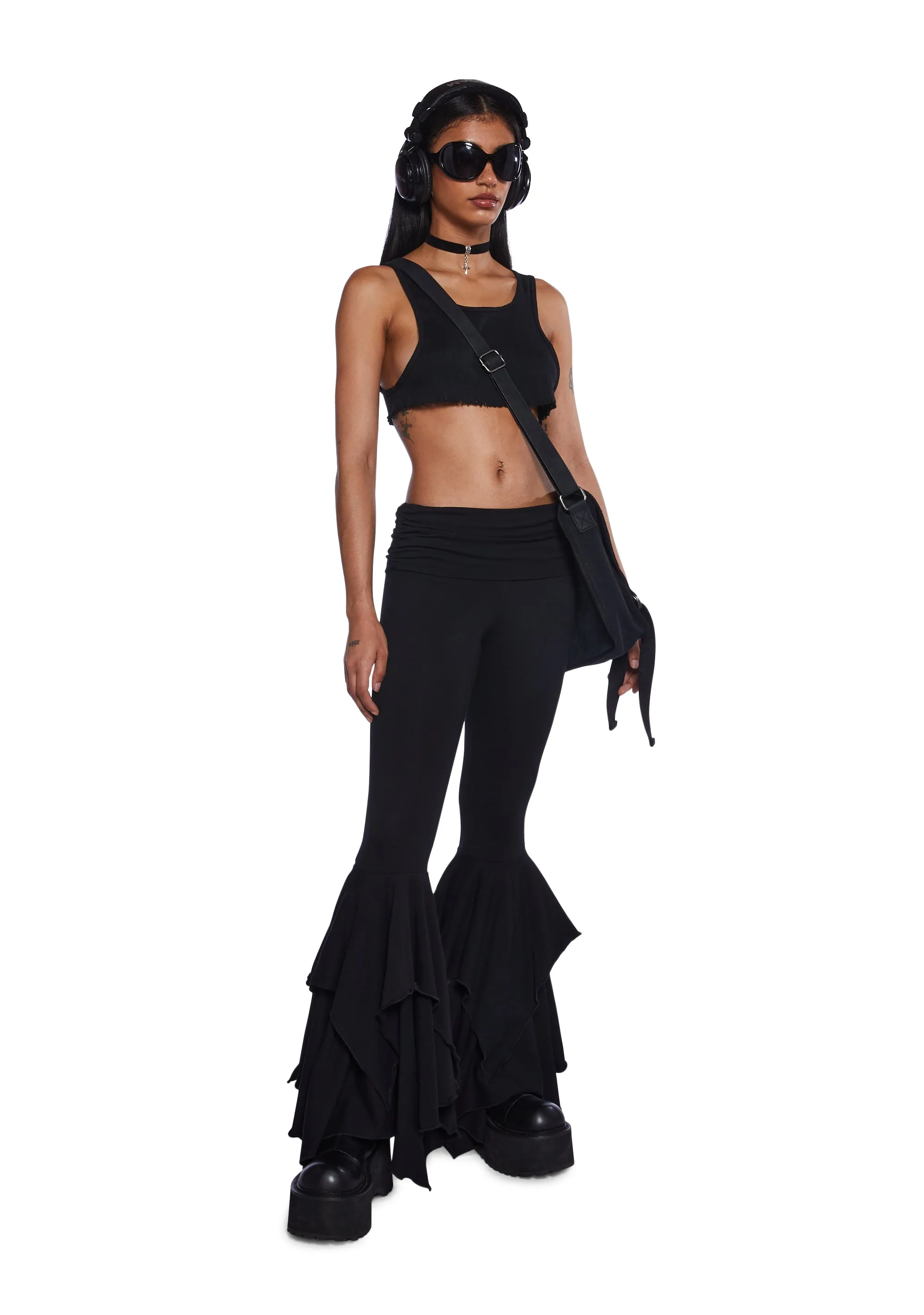 F Is For Fairies™ Flare Pants - Black sold by Dolls Kill product image thumbnail 4