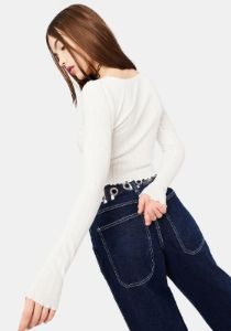 Marshmallowed Out Long Sleeve Pointelle Top sold by Dolls Kill