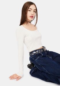Marshmallowed Out Long Sleeve Pointelle Top sold by Dolls Kill