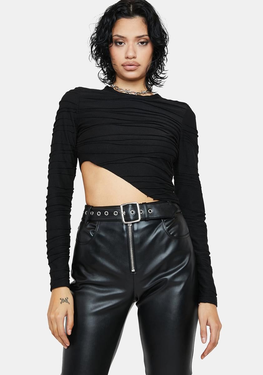 Asymmetrical Hem Ruched Top sold by Dolls Kill