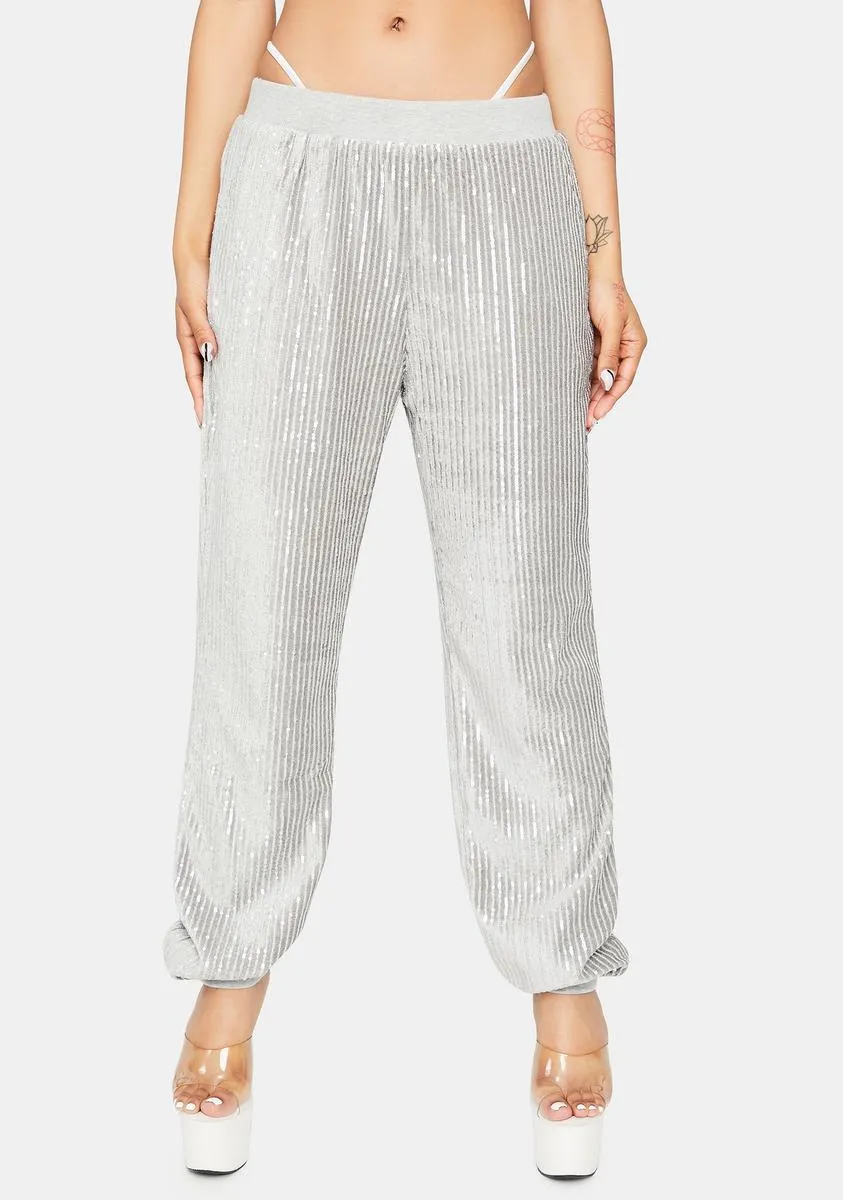 Chrome Keep Shining Sequin Joggers sold by Dolls Kill