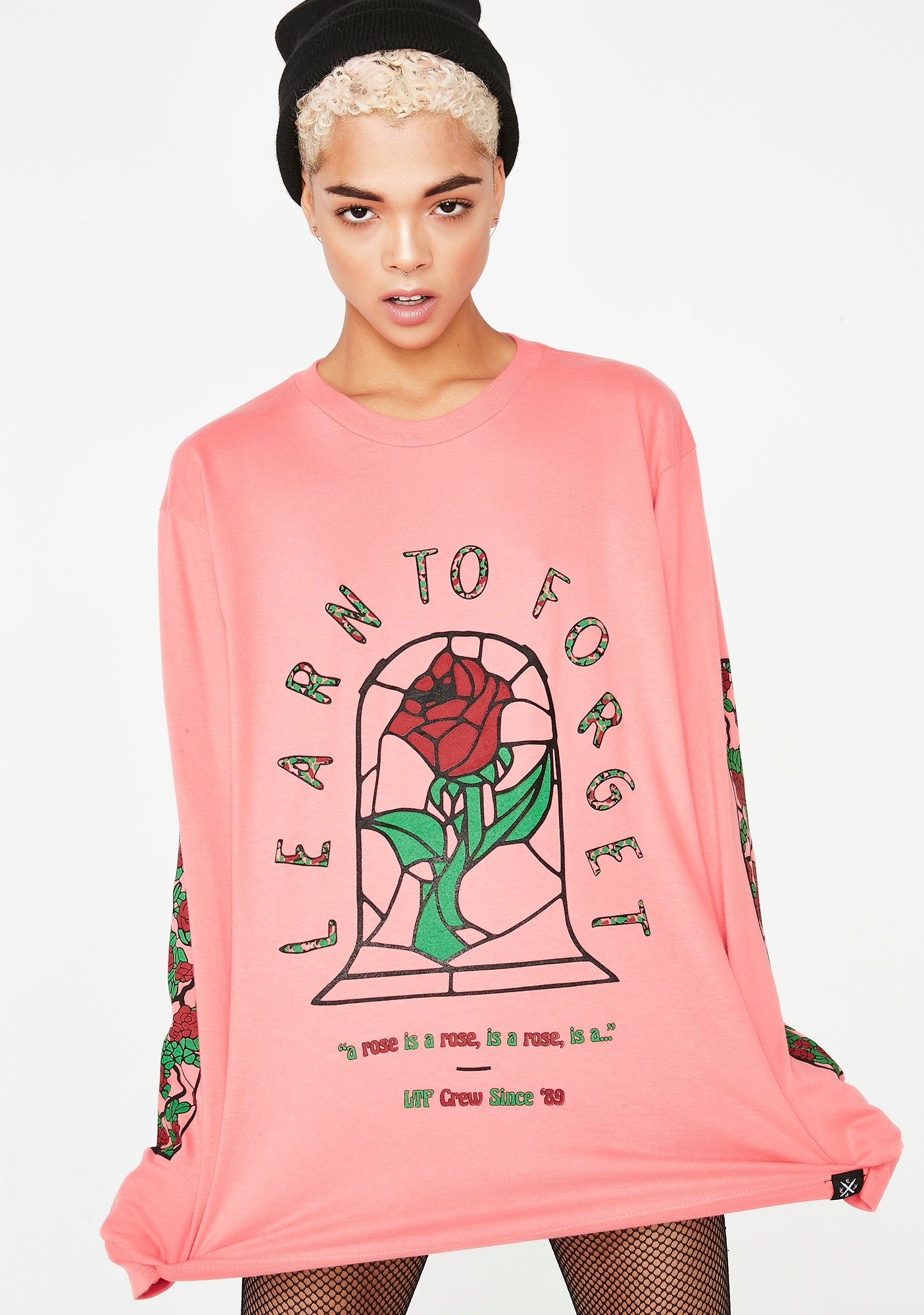 Stained Roses Long Sleeve Tee sold by Dolls Kill