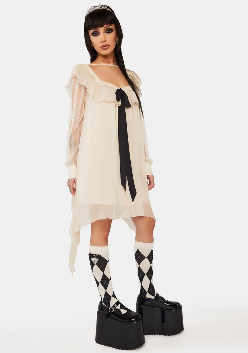 Off White A-Line Ruffle Dress sold by Dolls Kill product image thumbnail 2
