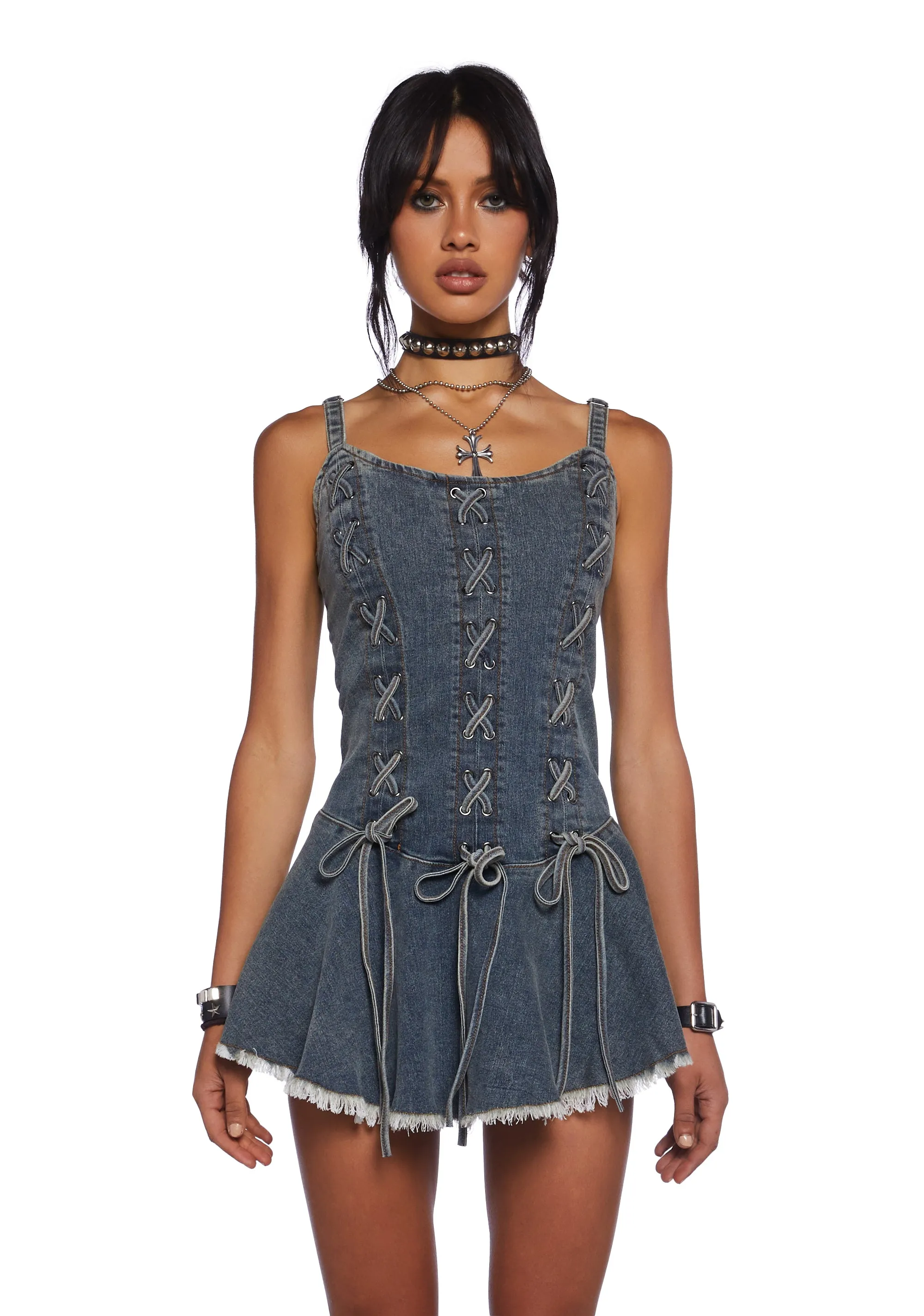 Little Miss Attitude Mini Dress - Light Blue sold by Dolls Kill