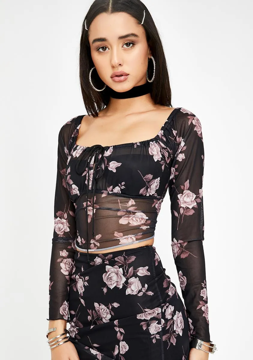 Floral Janina Mesh Top sold by Dolls Kill