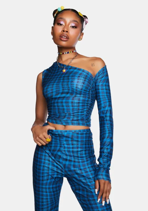 Gene Wavy Check Crop Top sold by Dolls Kill
