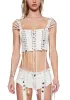 Pitch Denim Corset Top - White sold by Dolls Kill