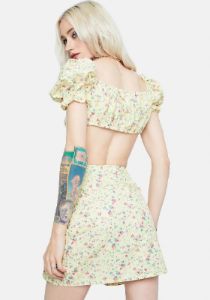 Meadow Bliss Floral Ribbon Tie Top Set sold by Dolls Kill