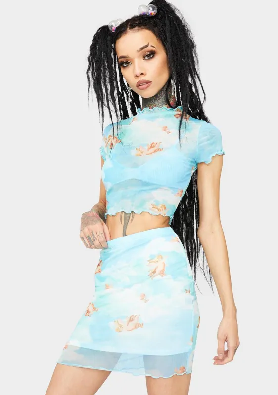 Sky Earn My Wings Skirt Set sold by Dolls Kill