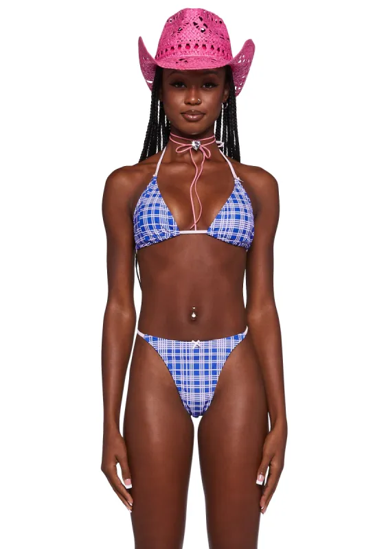 Textured Check Bikini Top sold by Dolls Kill