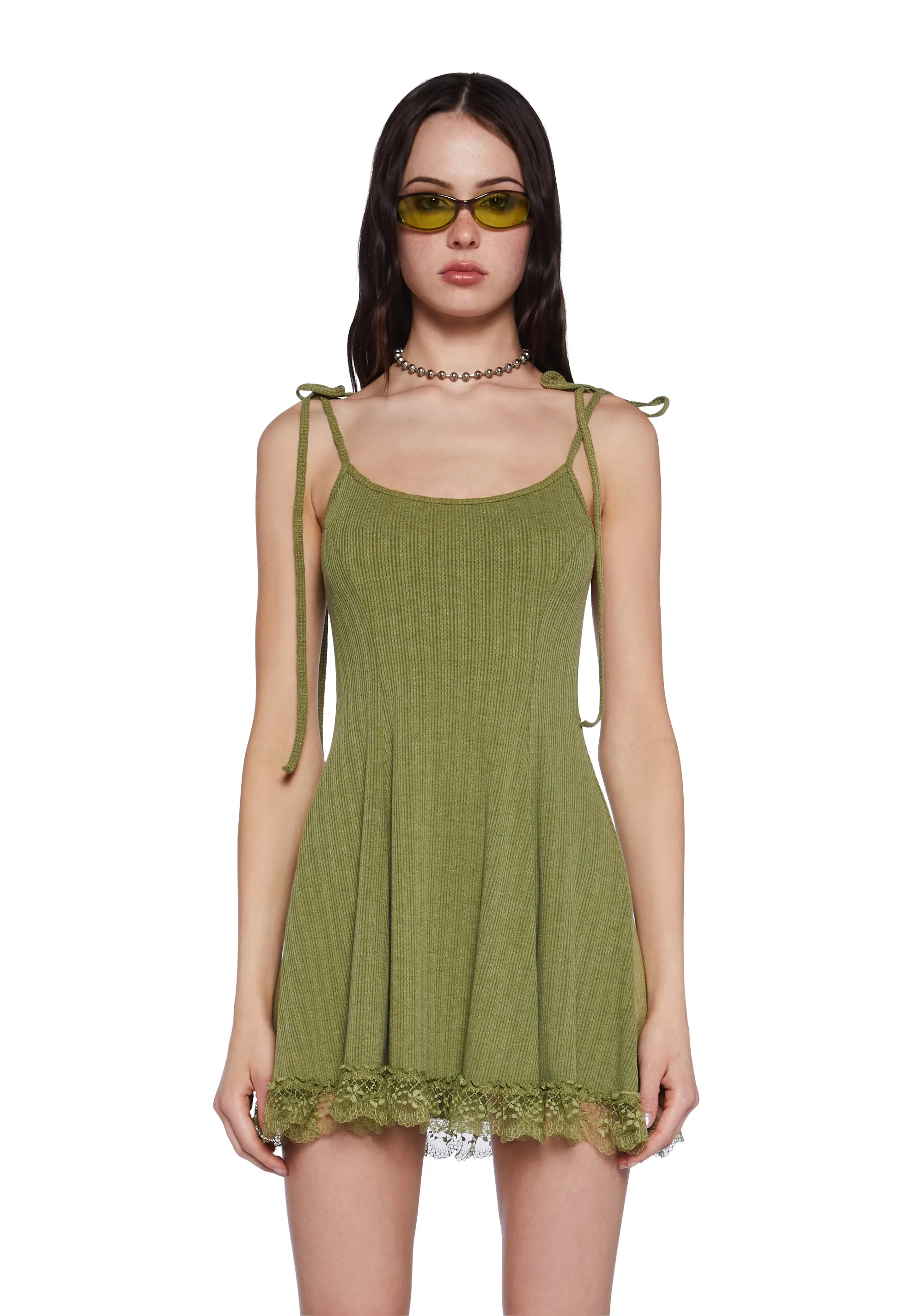 Without A Care Fit N' Flare Dress - Green sold by Dolls Kill