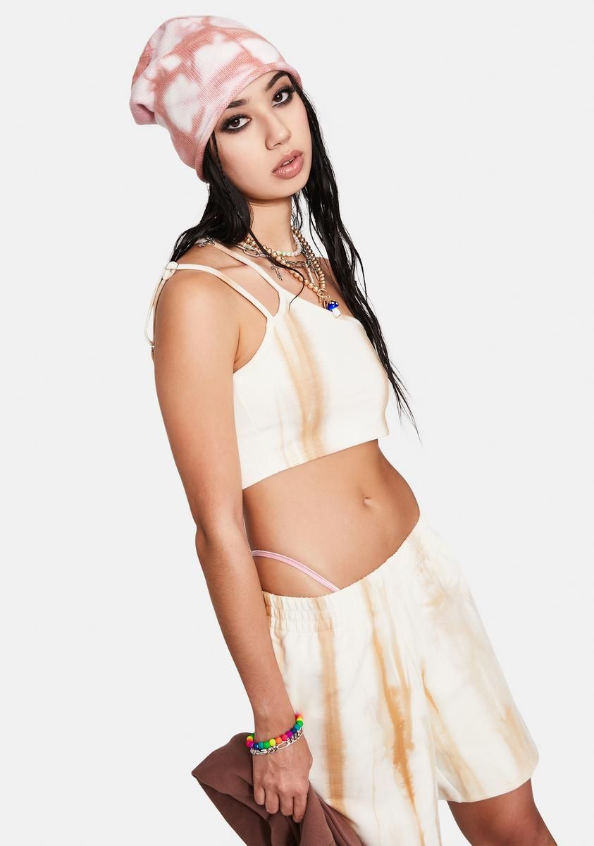 Tan Tie Dye One Shoulder Crop Top sold by Dolls Kill product image thumbnail 2