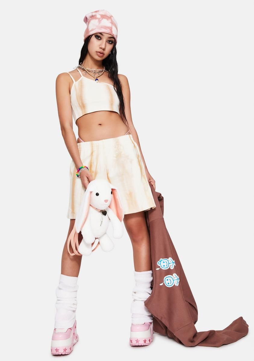 Tan Tie Dye One Shoulder Crop Top sold by Dolls Kill product image thumbnail 3