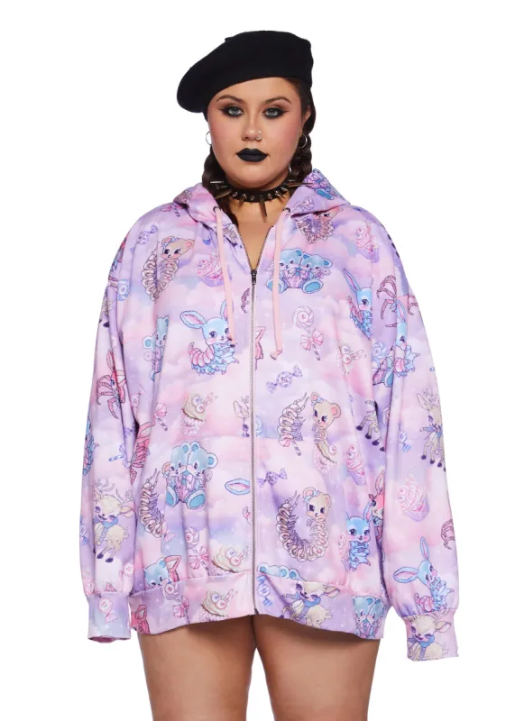 Plus Demented Sweetness Zip-Up Hoodie sold by Dolls Kill