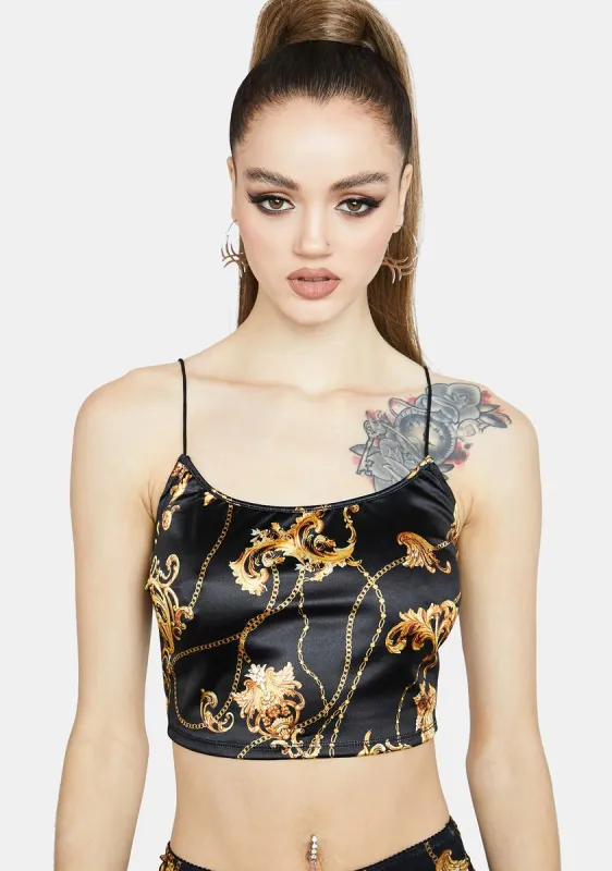 Baroque Lifestyle Satin Crop Tank sold by Dolls Kill