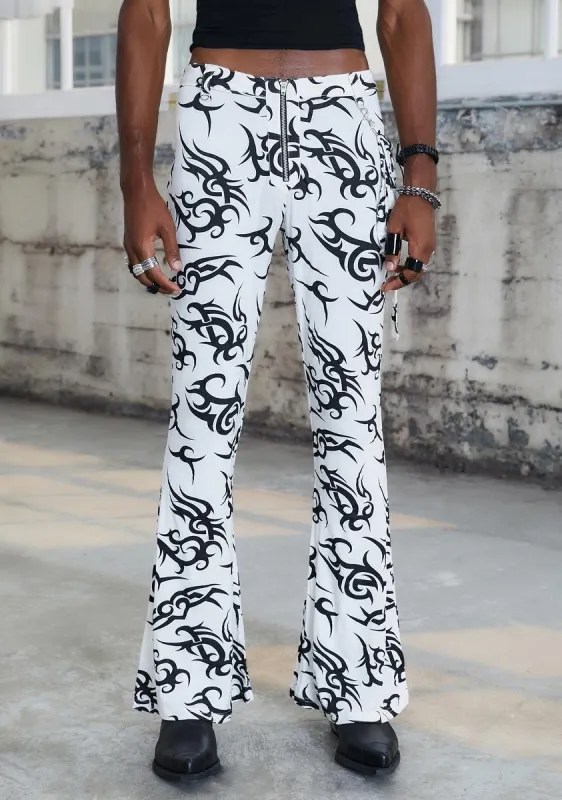 Kickdrum Tattoo Print Flare Pants sold by Dolls Kill