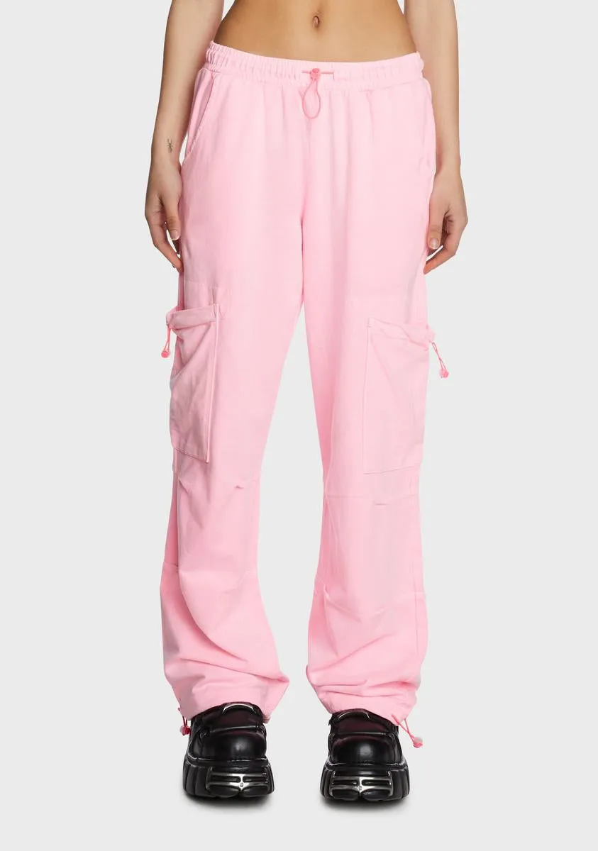 Pink Cargo Jersey Joggers sold by Dolls Kill