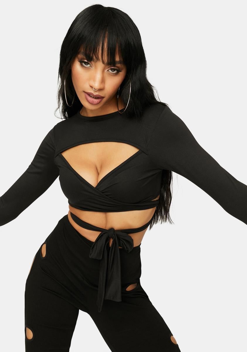 Finer Things Cutout Shrug Wrap Top sold by Dolls Kill