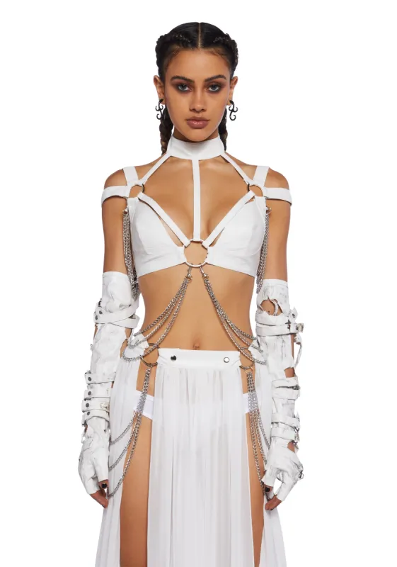 Immersed In Magic Harness Top - White sold by Dolls Kill