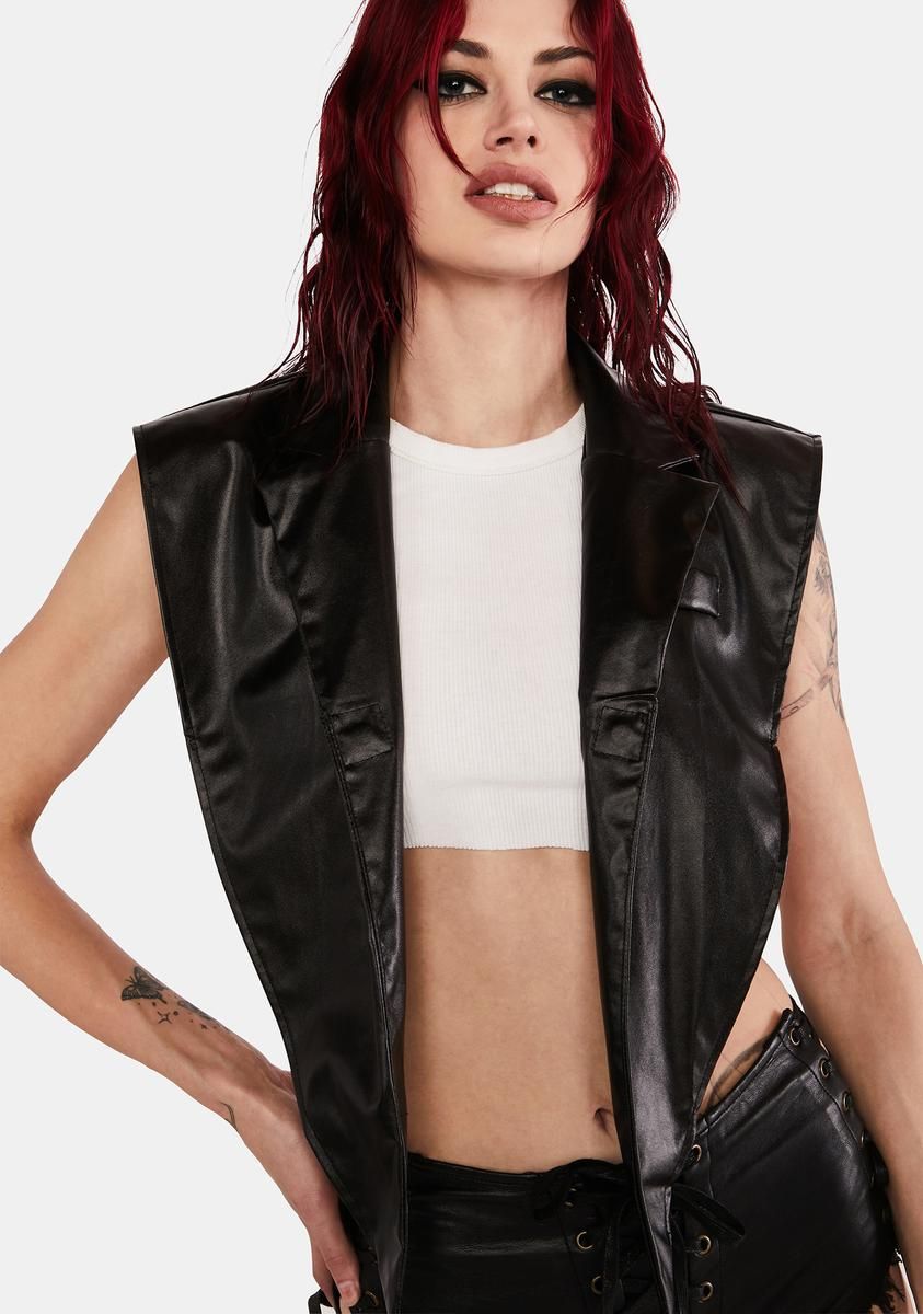 Calling On You Vegan Leather Vest sold by Dolls Kill