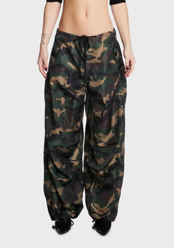 Camo Nylon Cargo Pants sold by Dolls Kill